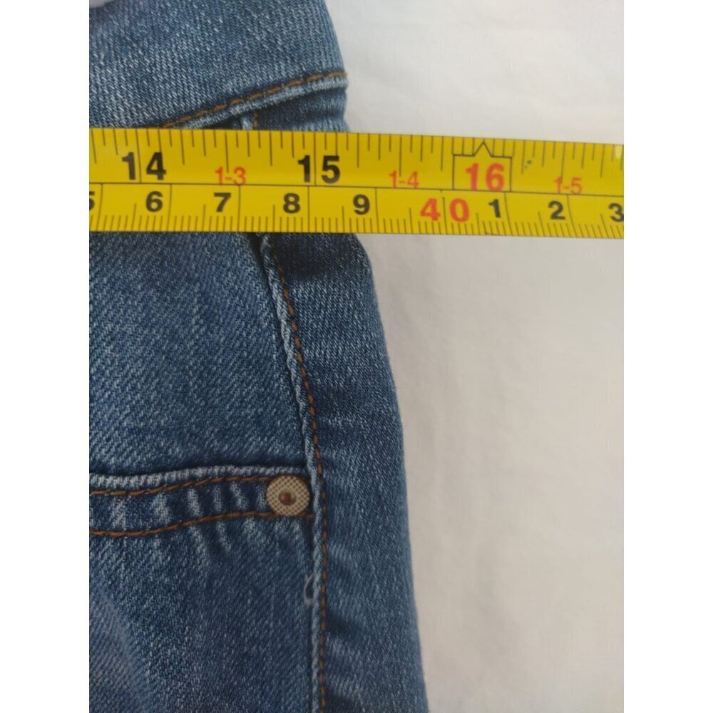 Revash vintage denim cotton mini skirt with frayed and distressed hem, size 7 . - Picture 7 of 8